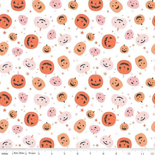 Hey Pumpkin Pumpkins White - Riley Blake Designs