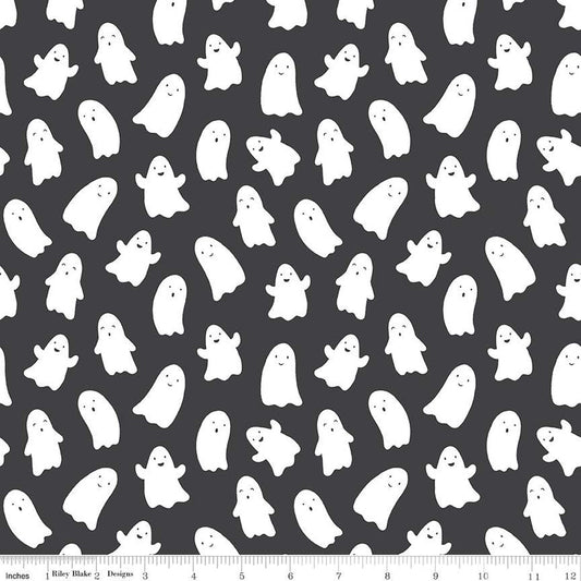 Hey Pumpkin Ghosts Charcoal - Riley Blake Designs