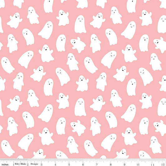Hey Pumpkin Ghosts Pink - Riley Blake Designs