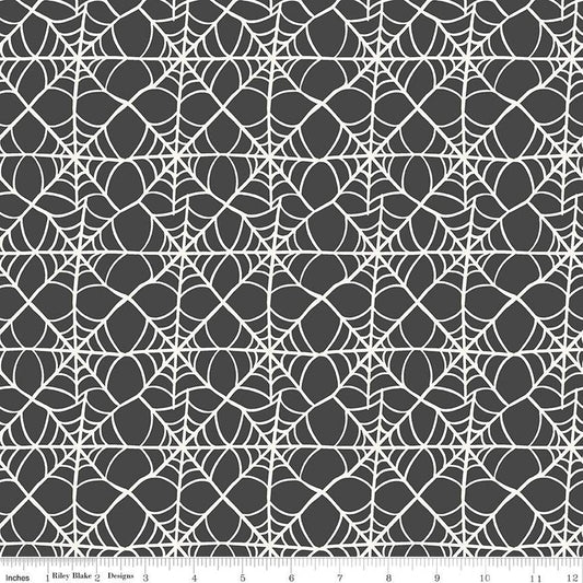 Hey Pumpkin Webs Charcoal - Riley Blake Designs