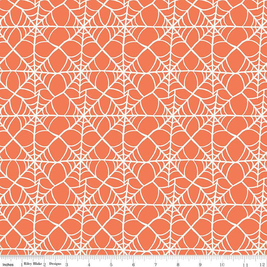 Hey Pumpkin Webs Orange - Riley Blake Designs