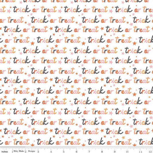 Hey Pumpkin Trick or Treat White - Riley Blake Designs