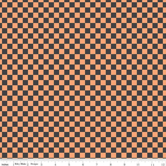 Hey Pumpkin Checks Charcoal - Riley Blake Designs