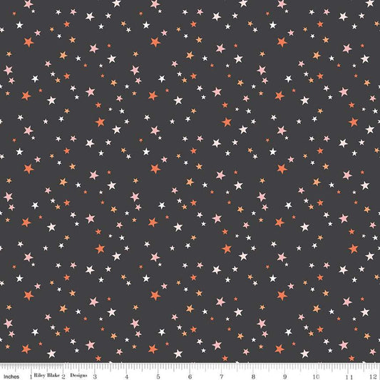 Hey Pumpkin Stars Charcoal - Riley Blake Designs