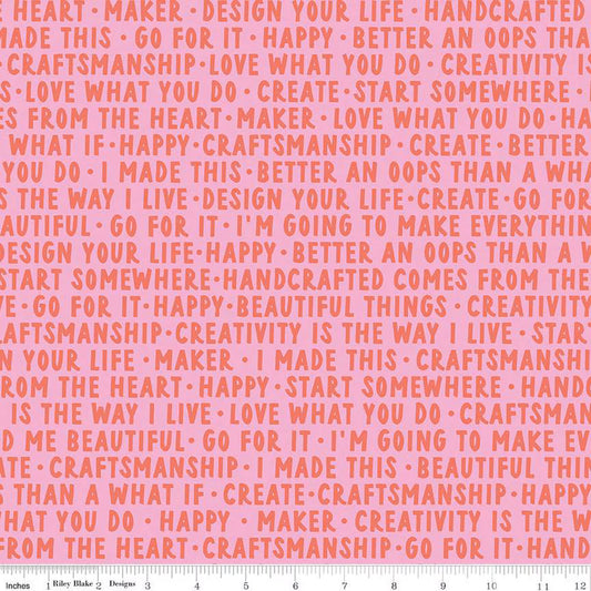 Hand Made Words Pink - Riley Blake Designs