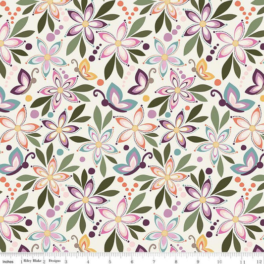 Juju's Petals Main Cream - Riley Blake Designs