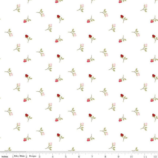 Sew In Love Rosebuds White - Riley Blake Designs