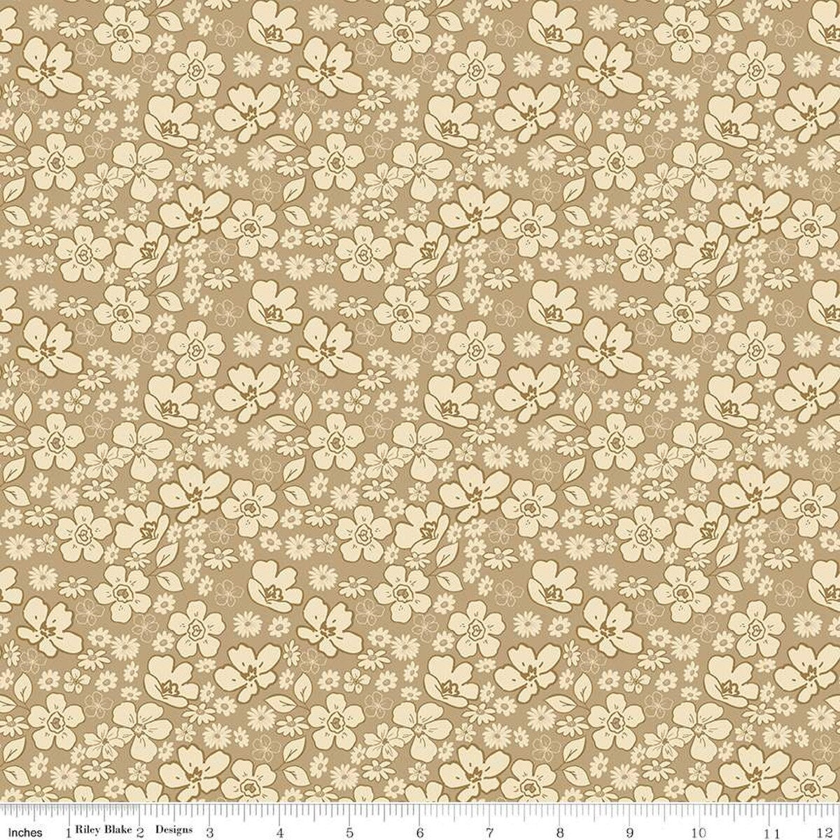 Morning Latte Tonal Floral Camel - Riley Blake Designs