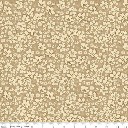 Morning Latte Tonal Floral Camel - Riley Blake Designs