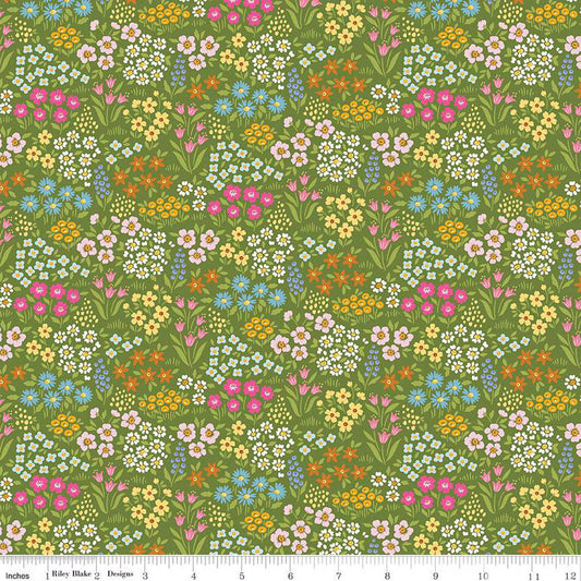Little Darlin' Floral Fields Green - Riley Blake Designs