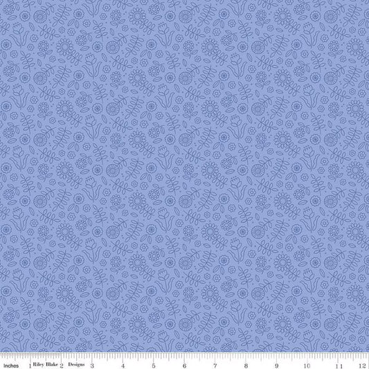 Little Darlin' Tonal Floral Periwinkle - Riley Blake Designs