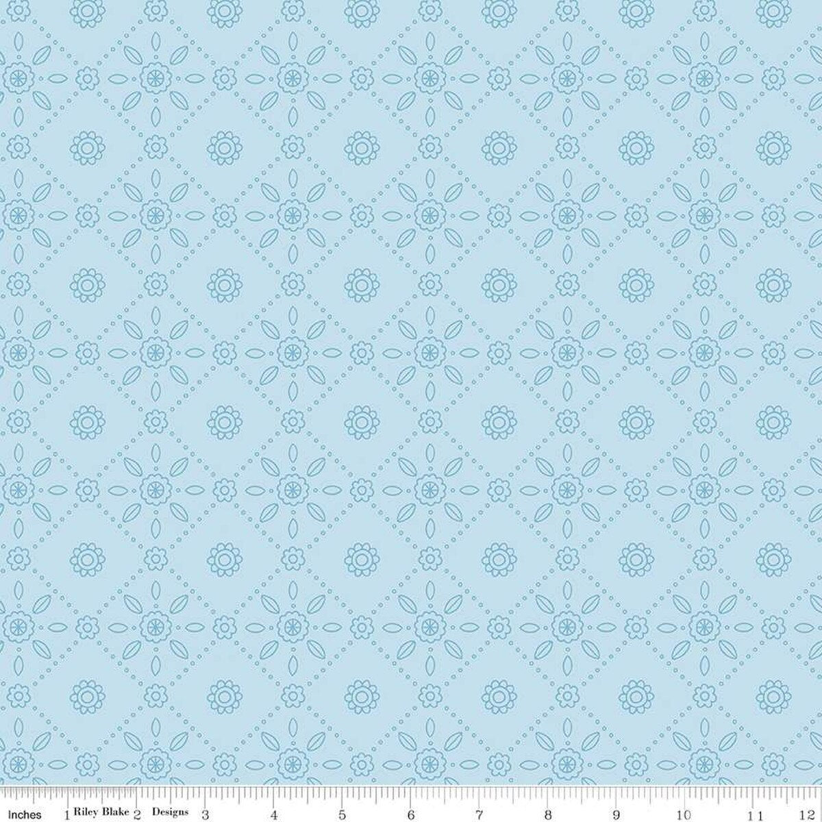 Little Darlin' Folk Tile Blue - Riley Blake Designs