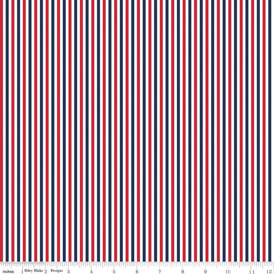 Seasonal Basics 1/8" Stripe Patriotic - Riley Blake Designs