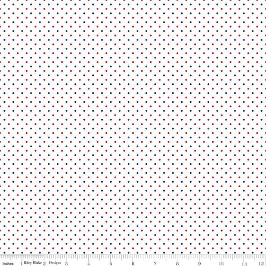 Swiss Dot on White Patriotic - Riley Blake Designs