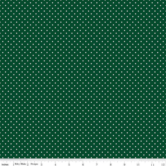 Swiss Dot Christmas Green - Riley Blake Designs