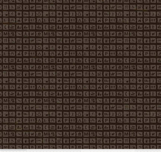 Riley Blake Designs National Parks Signs Dark Brown