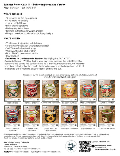 Summer Flutter Cozy Kit Embroidery - The Whole Country Caboodle