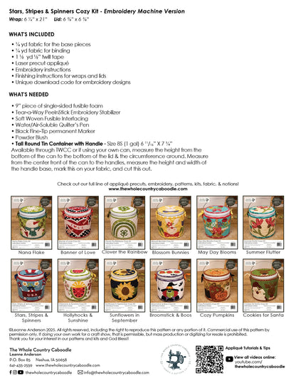 Stars, Stripes & Spinners Cozy Kit Embroidery - The Whole Country Caboodle