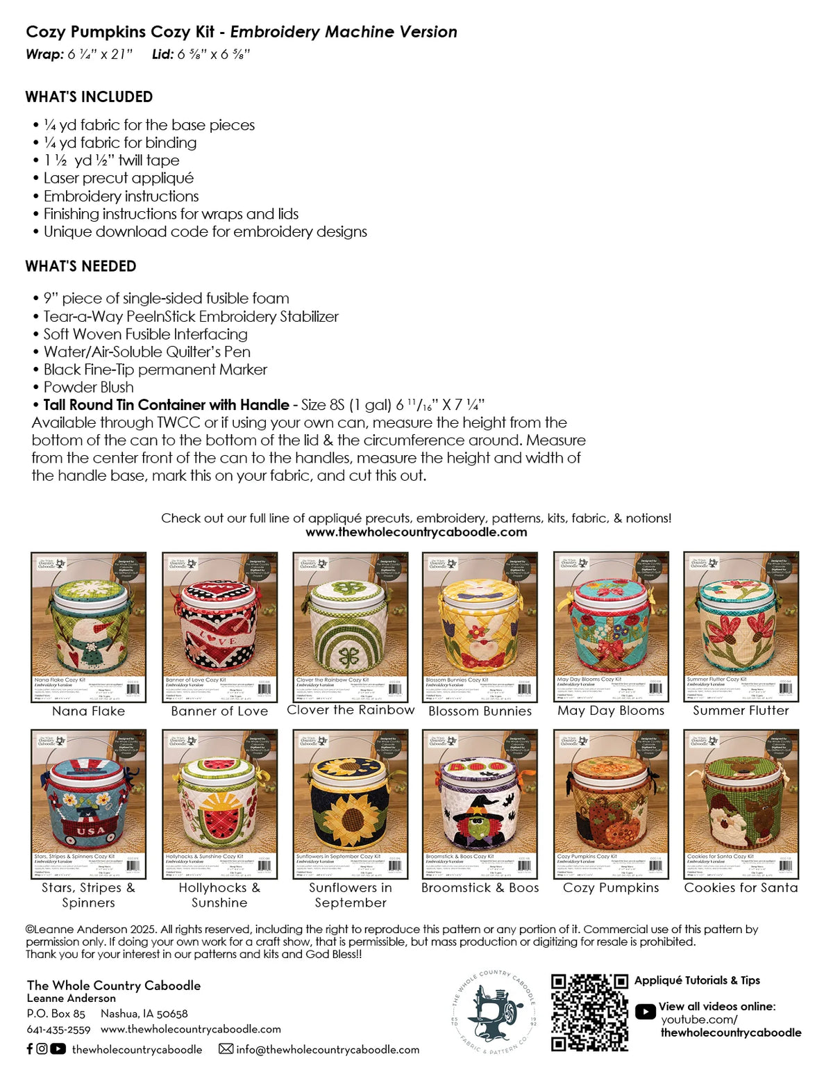 Cozy Pumpkins Cozy Kit Embroidery - The Whole Country Caboodle