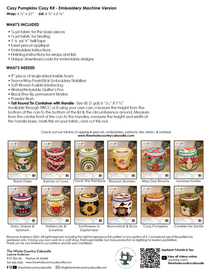 Cozy Pumpkins Cozy Kit Embroidery - The Whole Country Caboodle