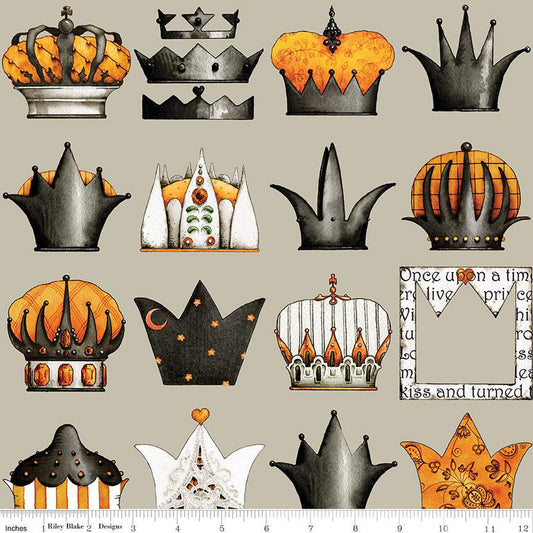 Crowns Gray Queen Of We'en by Riley Blake - Sold by the 1/4yd