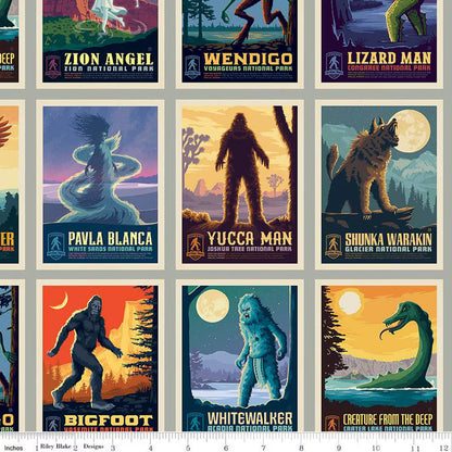 Legends of the National Parks Postcards Gray - Riley Blake Designs