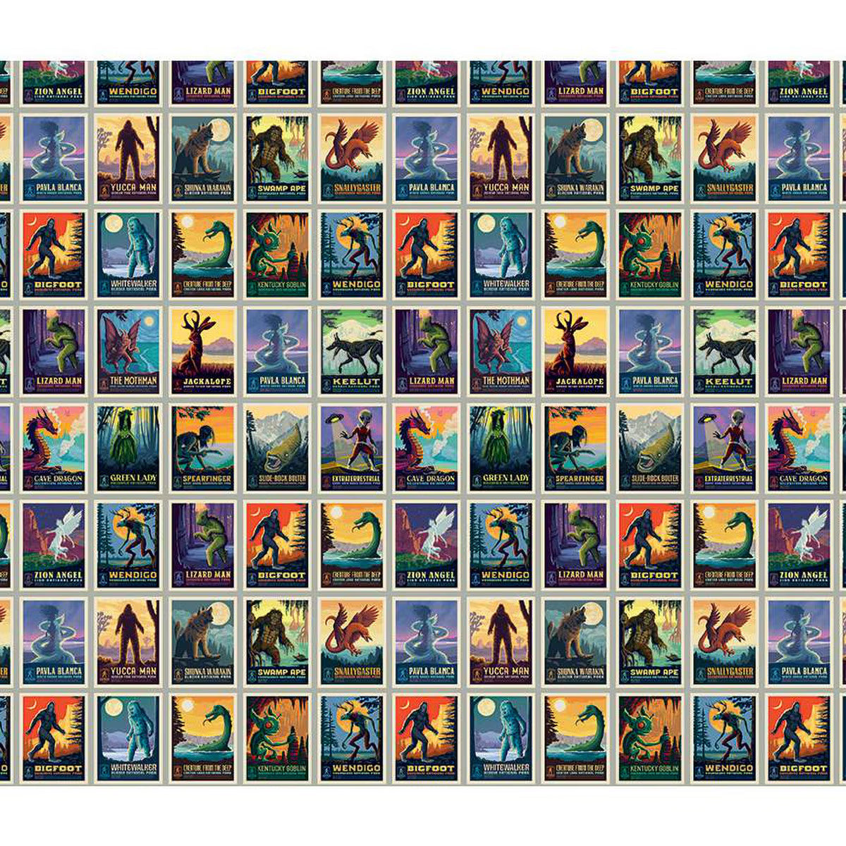 Legends of the National Parks Postcards Gray - Riley Blake Designs