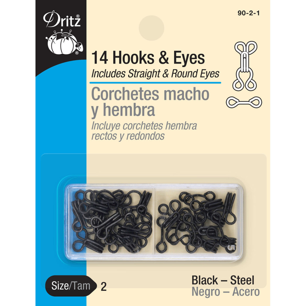 Dritz 14 hook & Eyes Sz. 2 Black