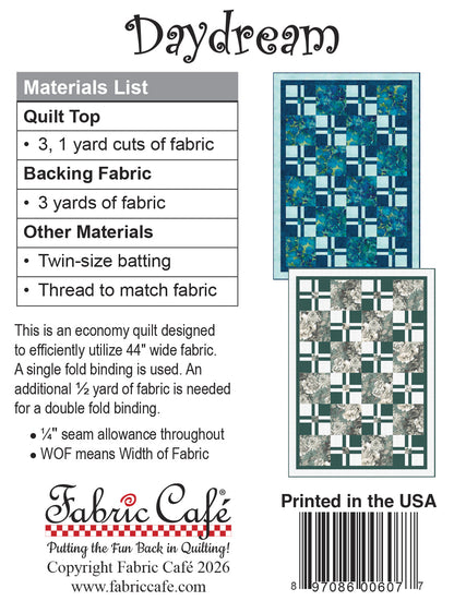 Fabric Cafe Daydream 3-Yard Quilt Pattern