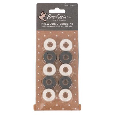 Ever Sewn Pre Wound class 15 bobbins Black & White 10pk.