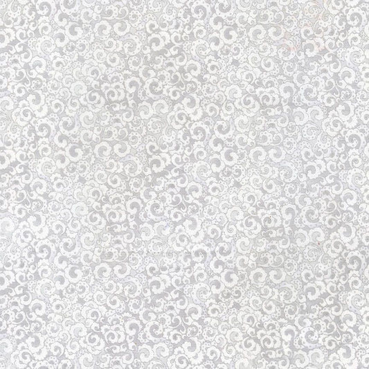 Packed Metallic Scrolls: White - Timeless Treasures