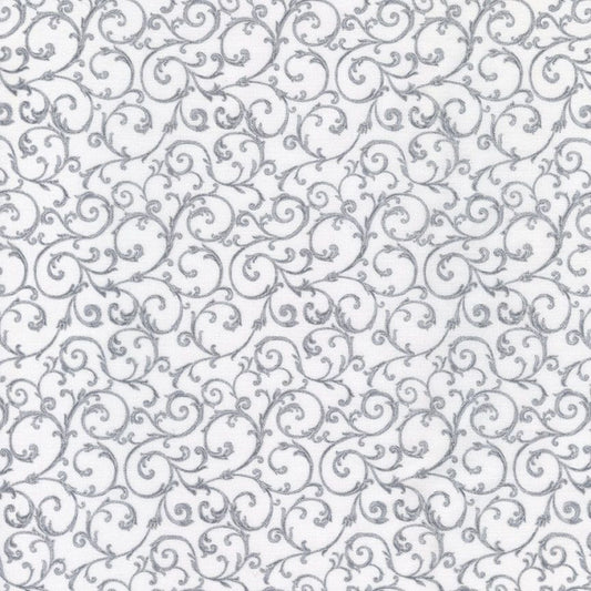Metallic Scrolls: White - Timeless Treasures