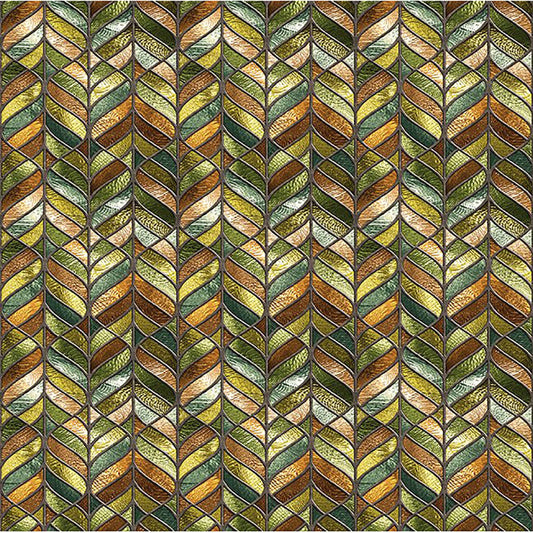 In The Beginnings Fabric - Legendary Journeys Leaf Harlequin Lead Glass