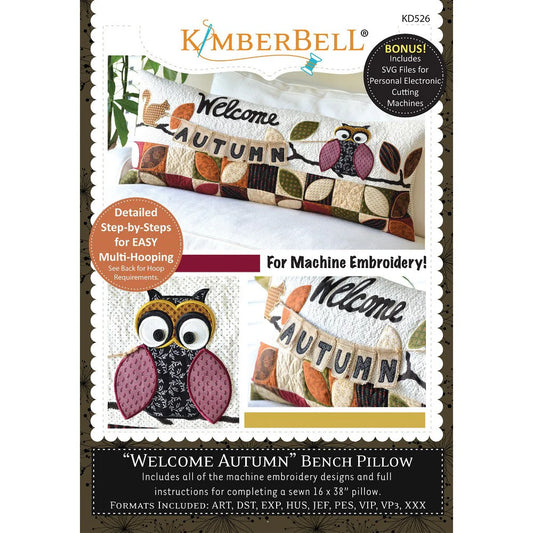 Welcome Autumn Bench Pillow Embroidery CD - KimberBell Designs