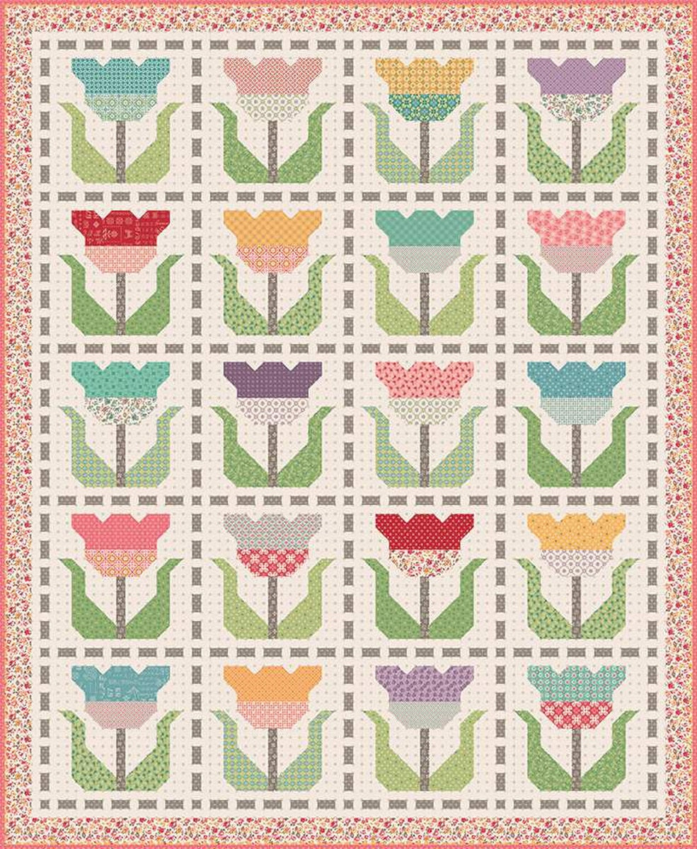 Stitched Tulips Quilt Boxed Kit - Riley Blake Designs