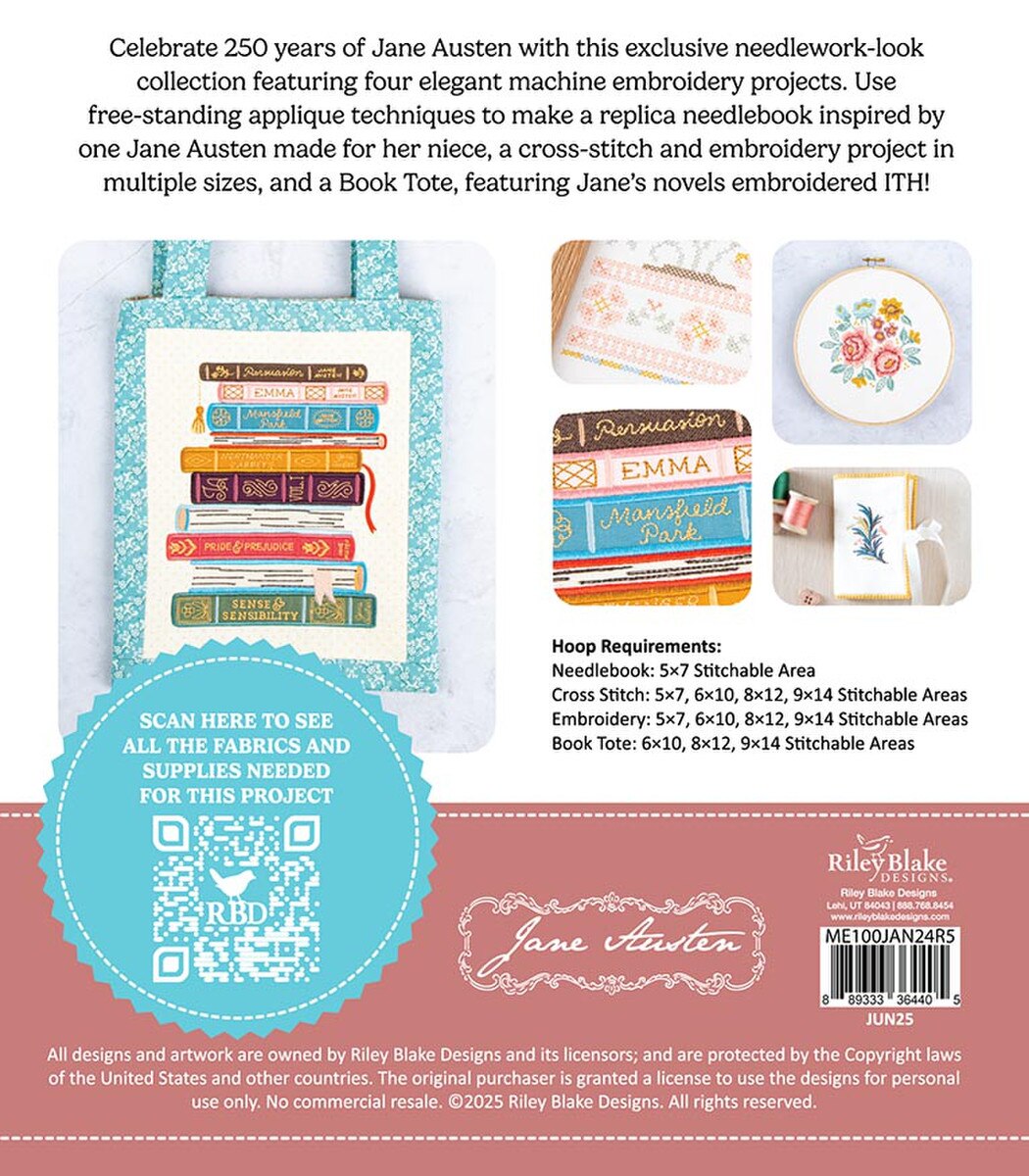 Machine Embroidery Jane Austen Needlework Projects - Riley Blake Designs