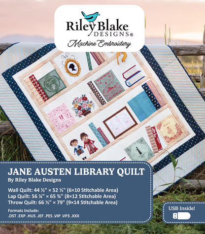 Jane Austen Library Quilt Machine Embroidery CD - Riley Blake Designs