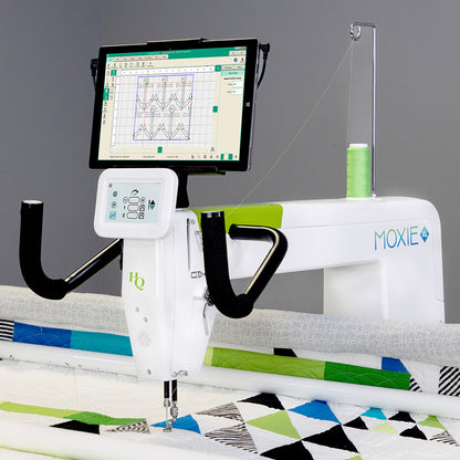 HQ Moxie XL with optional Pro-Stitcher tablet over a quilt