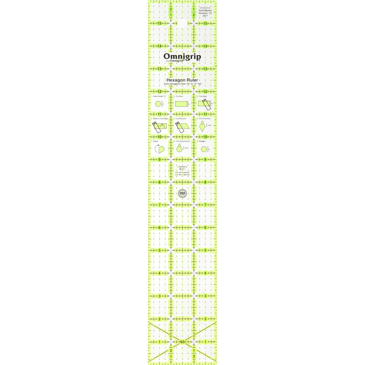 Omnigrip Hexagon Millefiori Ruler 3" x 16"