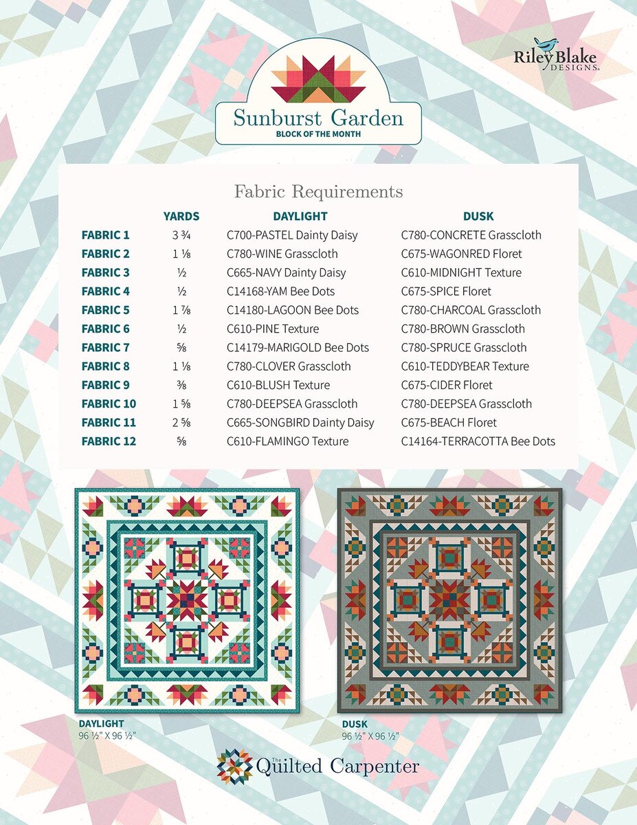 Bluebird Patterns Sunburst Garden Quilt Pattern - Riley Blake Designs