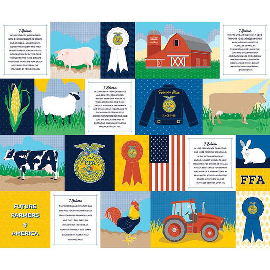 FFA Forever Blue 2 FFA Patchwork Panel - Riley Blake Designs