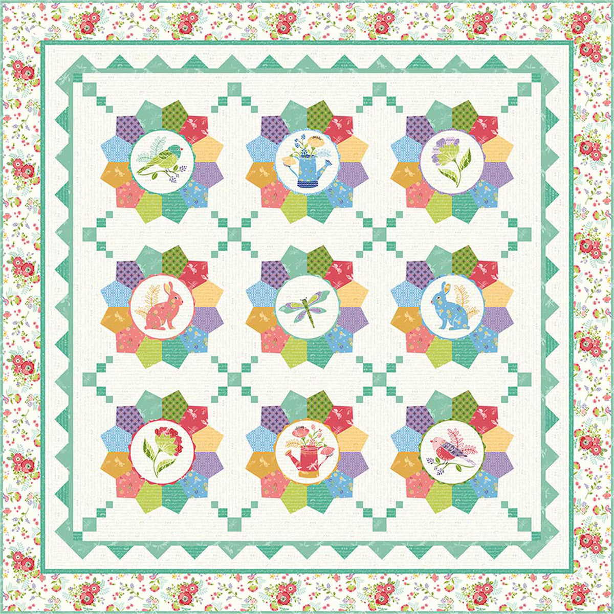 Cherry Blossoms Quilting Dresden Garden Quilt Pattern - Riley Blake Designs