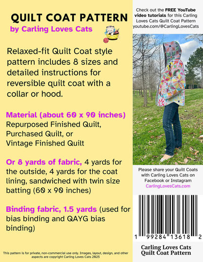 Carling Loves Cats Quilt Coat Pattern - Riley Blake Designs