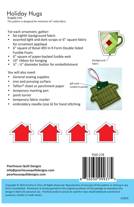 Holiday Hugs - Poor House Quilt Designs