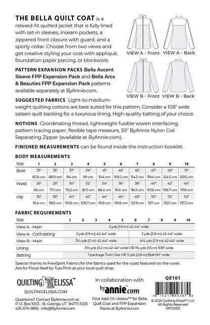 Bella Quilt Coat Pattern by Quilting Elissa