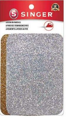 Iron-On Silver/Gold Glitter Patch Set of 4 Singer