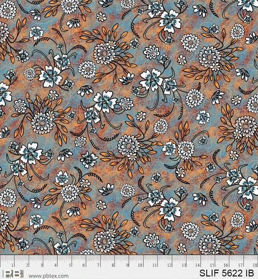 Allover Floral Rust/Blue - Still Life P&B Textiles