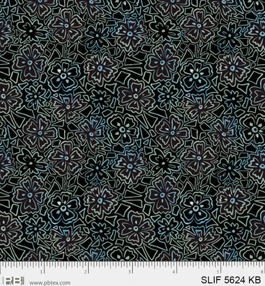 Mini Graphic Floral Black/Blue - Still Life P&B Textiles