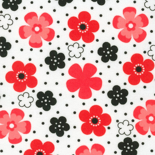 Cozy Cotton Flannel Red Flower Toss - Robert Kaufman