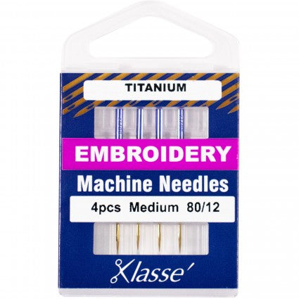 Klasse Titanium Embroidery Needles sz 80/12 4pc.
